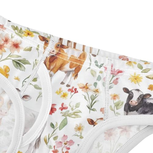 Wusikd Watercolor Farm Boys' Underwear Cotton Animals Cows Boys Briefs Soft Toddler Underwear 2T4