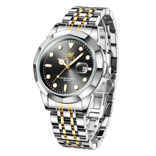 Image of OPK Watches for Men Diamond Roman Analog Mens Watches Waterproof Large Stainless Steel Men Wrist Watch Business Father Gift Watch Blue