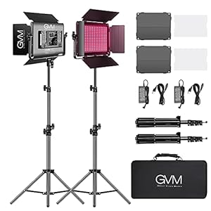 GVM LED Videoleuchte RGB,60W APP Steuerung 3200K-5600K RGB Videolicht mit Stativ, 880RS dimmbare videokonferenz licht für Studio YouTube, Streaming CRI97 led fotolicht RGB kameralicht led