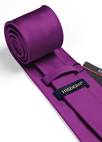Image of HISDERN Mens Solid Color Ties Formal Satin Necktie and Pocket Square Set Classic Wedding Business Tie & Handkerchief