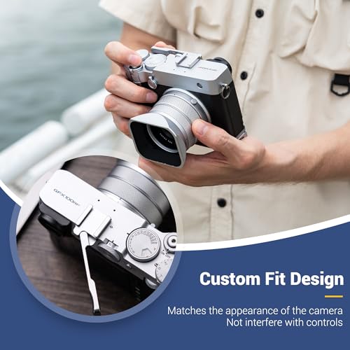 Image of GFX100RF Foldable Thumb Up Grip Rest Holder for Fujifilm GFX100RF - Silver | GFX 100RF Thumb Grip w Built-in Cold Shoe Mount & Hot Shoe Cover Protector Thumb Rest Support,Not Affect Use of Camera Button