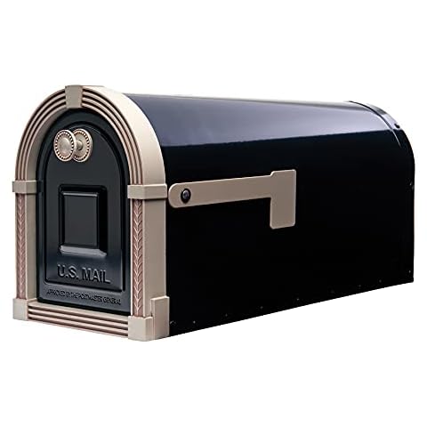 Brunswick Large, Steel, Post Mount Mailbox, Black with Brushed Nickel Cover