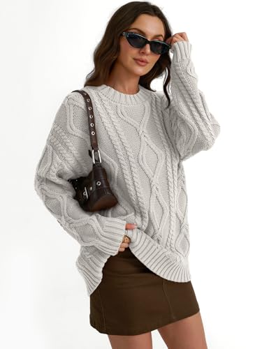 Image of Trendy Queen Women's Oversized Cable Knit Crewneck Sweaters