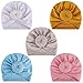 MaoXinTek Turban Baby Stirnband, Neugeboren Knot Hut Krankenhaus Mütze für 3-24 Monate, Infant Mädchen Junge Weich Baumwolle Elastische Haarband(5 Stück)