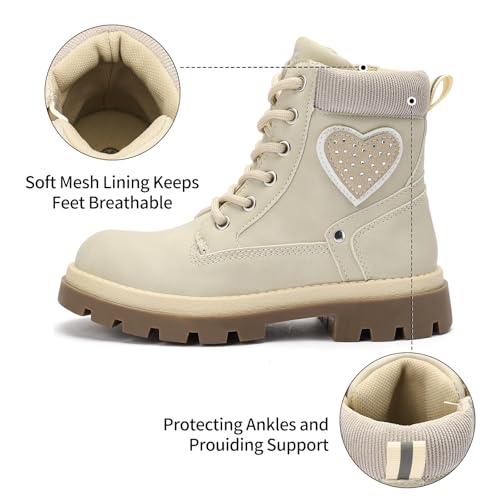 TZJS Girls Boots,Girl Zipper Lace Up Outdoor Water Resistant Comfort Work Boots Kids Fashion Booties for Little Kid3