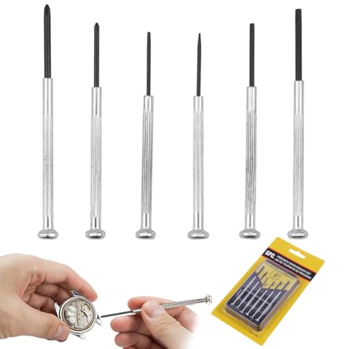 BQRKOTM Jeu de Tournevis 6 Pièces, Mini Tournevis de Précision Petit kit de Tournevis Pour Réparation de Lunettes et D'horloger, Plat/Cruciforme set de Tournevis Tournevis D'horloger pour Ordinateur