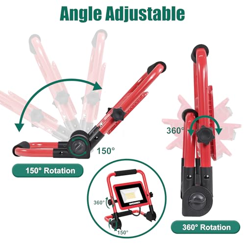 HYCHIKA LED Baustrahler 30W, Baustellen Strahler 3500 LM 6500K kaltweiß, IP65 Wasserdicht, Tragbare Arbeitsleuchte, Arbeitsbeleuchtung mit 2m Netzkabel und Stecker