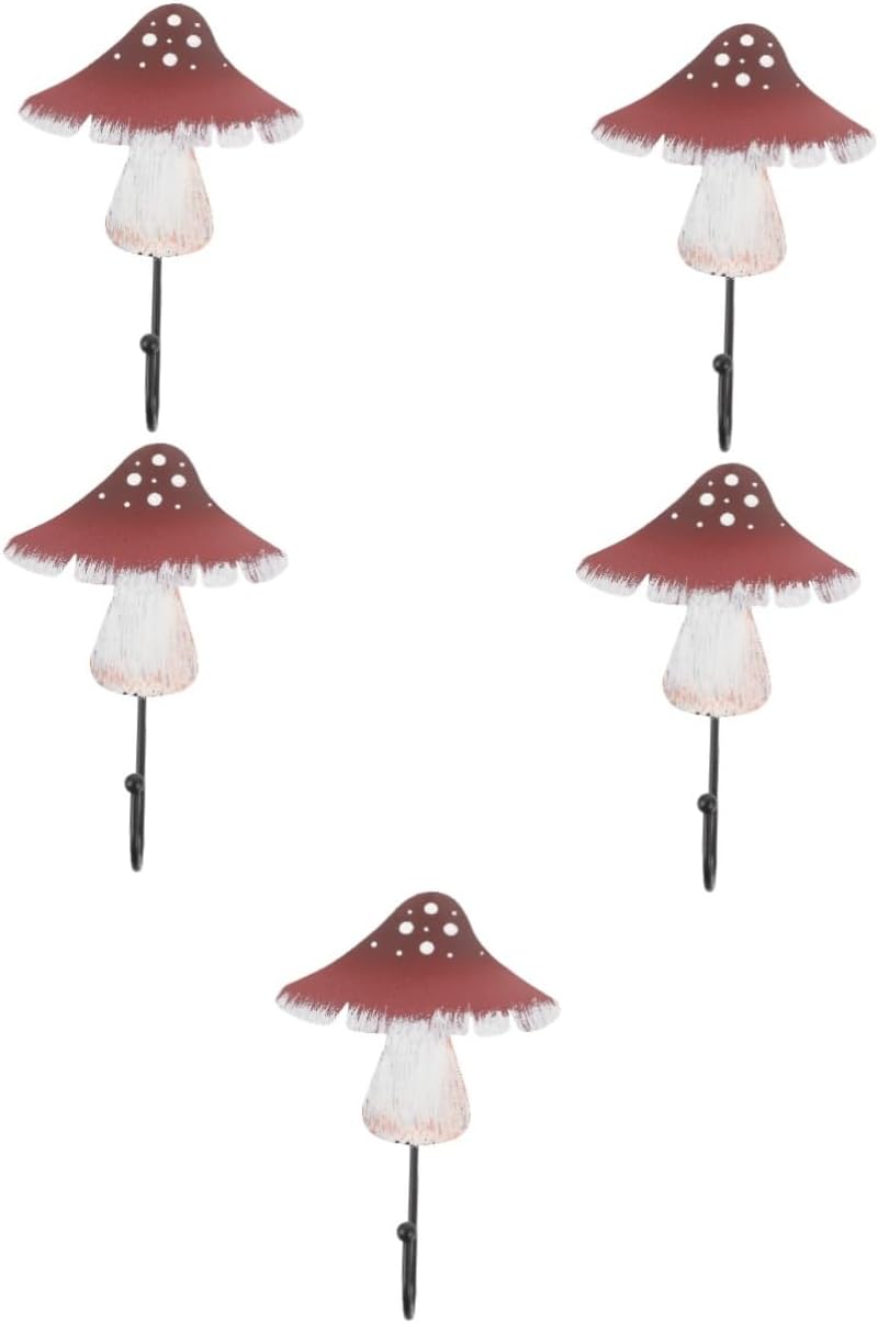 Garneck 5pcs Mushroom Wall Hooks Decorative Coat Hanger for Entryway Bathroom Kitchen More Sturdy Design for Hats Scarves Towels Space-Saving Storage
