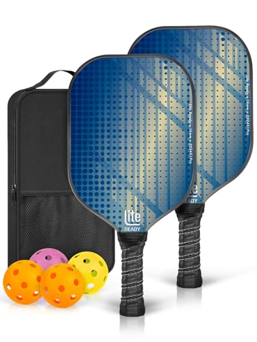 LITE READY Hybrid Carbon Fiber Pickleball Paddles Set of 2 – Lightweight Carbon Fiber with Fiberglass Layers | Durable Pickleball Equipment for Men and Women | Enhanced Control and Power