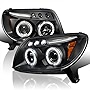 Spec-D Tuning Halo LED Black Projector Headlights Compatible with 2003-2005 Toyota 4Runner Left + Right Pair Headlamps Assembly