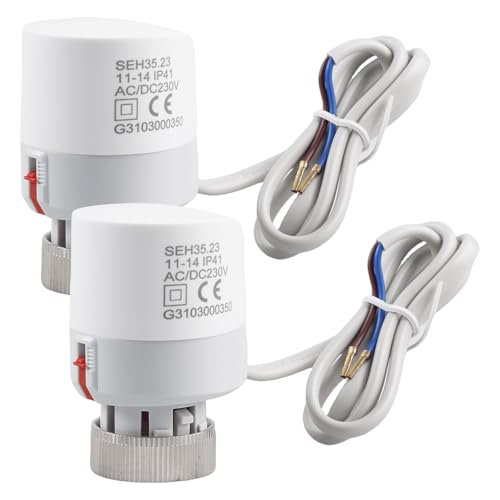 Motore di regolazione per riscaldamento a pavimento, 230 V, attuatore termoelettrico, senza corrente, chiuso, 2 pezzi, filettatura M30 x 1,5, attuatore per riscaldamento a pavimento, attuatore termico