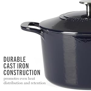 Martha Stewart Gatwick 4 Quart Enamel Cast Iron Dutch Oven - Navy Blue Martha Stewart Gatwick 4 Quart Enamel Cast Iron Dutch Oven Navy Blue