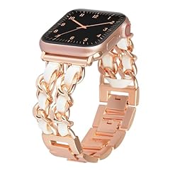 Rose Gold Link with White Leather