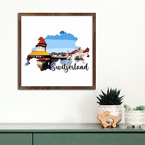 Panneau en bois Suisse 30x30 cm décor mural rustique - 7