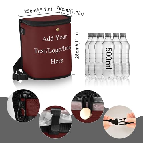 Image of Wudan Custom Burgundy Red Garbage Trash Can with Lid Lid Leak Proof Hanging Trash Can for Car Storage Organizer