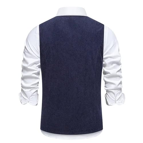 Men's Slim Fit Corduroy Suit Vest – Solid Color V-Neck Waistcoat Casual Top4