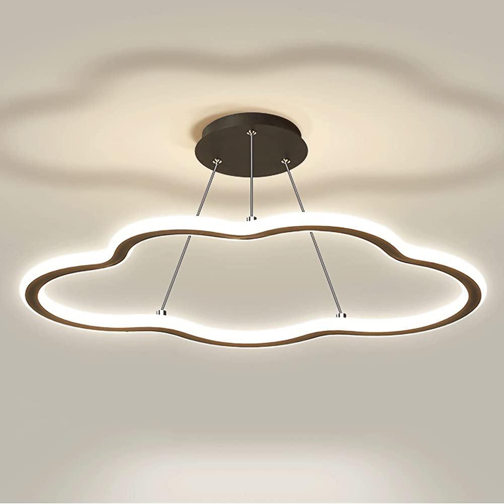 Lampe suspendue LED en forme de nuage acrylique et anneau alu