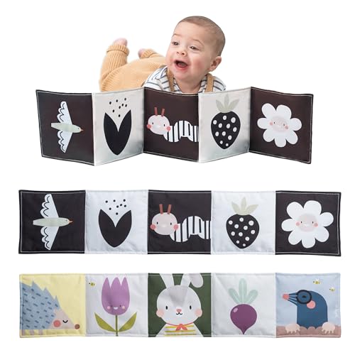 Taf Toys Bunny Black and White Soft Sensory Books Pram Book, High Contrast Baby Toys 0-3-6 Months, Essentials Tummy Time, Pram, Stroller, Car Seat Toy, Infant Toys, Newborn Essentials Must Haves
