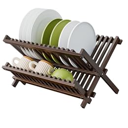 Simple Trending Dish Drying Rack, 2-Tier Bamboo Collapsible Dish Rack