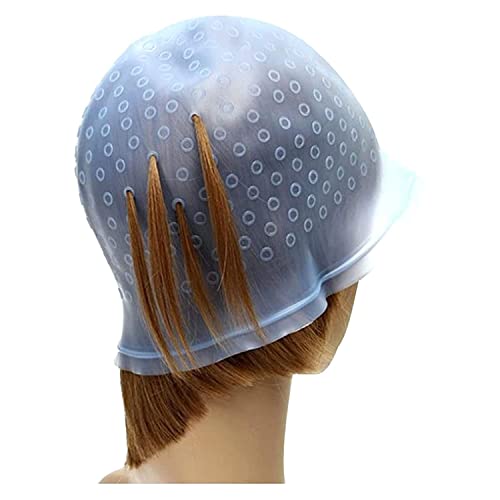 Hair Dye Highlited Tool for Women Men Hair Highlighting Kit Hair Color Hat Highlighter Hair Dye Cap Reusable Hair Colouring Highlights Dye with Needle for Beauty Salon Home Blue 2 Pcs by LLAMEVOL