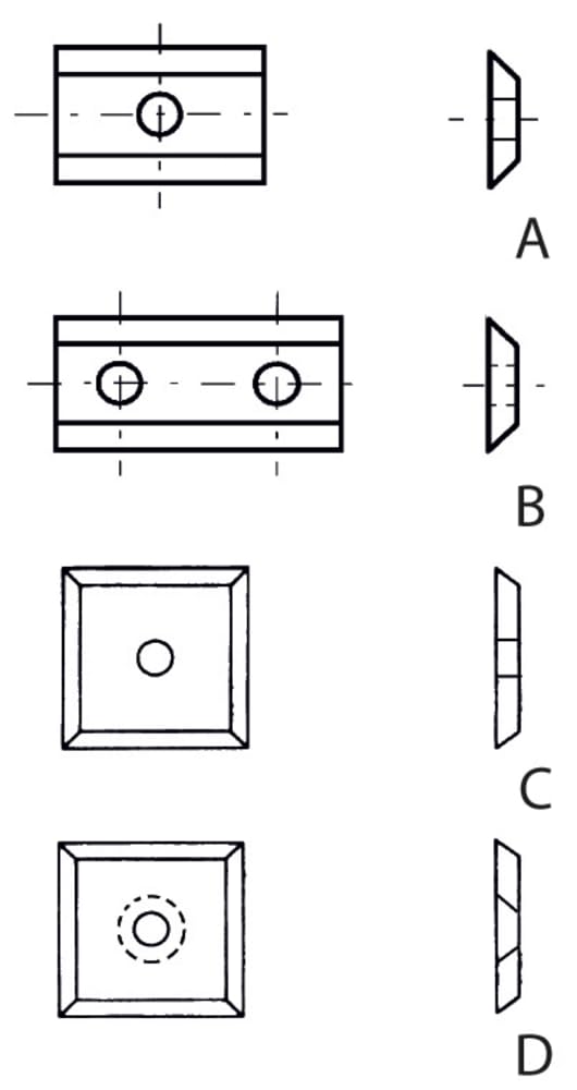Leman - Lot de 10 plaquettes réversibles au carbure - 35° SMG-02 15x12x1,5 mm 2 coupes pour bois - 02.8003.2 - Leman