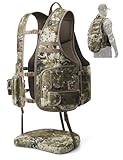 TIDEWE Turkey Vest with Seat, MOLLE System Tactical Hunting Vest with 4 Modular Add-Ons, Turkey Hunting Vest for Men & Women, Truetimber Strata