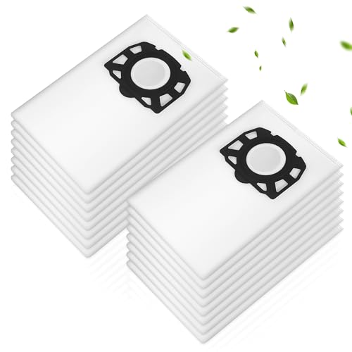 16 bolsas para aspiradora KFI 357 para Kärcher WD2 Plus / WD3 / KWD1 / KWD2 / KWD3 / WD3.200-WD3.800M / SE4001 / SE4002, compatibles con aspiradoras en seco y húmedo para Kärcher