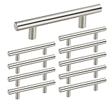homdiy Brushed Nickel Cabinet Handles 10 Pack 3 in Hole Center Metal Drawer Pulls and Knobs - HD201SN Modern Cabinet Pulls Brushed Nickel Cabinet Hardware Pulls for Kitchen, Bathroom, Closet