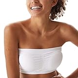 Molemsx Womens Padded Tube Top Bra Strapless Bandeau with Removable Pads, Stretch Seamless Crop Tube