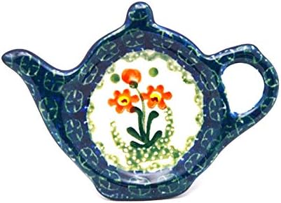 Polish Pottery Tea Bag Holder - Peach Spring Daisy