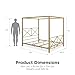 DHP Rosedale Metal Canopy Bed Frame with Four Poster Design and Geometric Accented Headboard and Footboard, Underbed Storage Space, Queen, Gold
