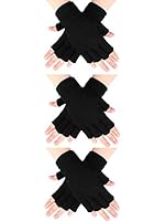 SATINIOR 3 Paar Halb Fingerhandschuhe Winter Fingerlose Handschuhe Strickhandschuhe für Männer Frauen (Schwarz)