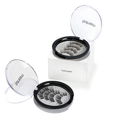 Isdream Magnetic Eyelashes No Glue 3D Reusable False Eyelashes Full Eye Natural Look (8 Pcs/2 Pairs)