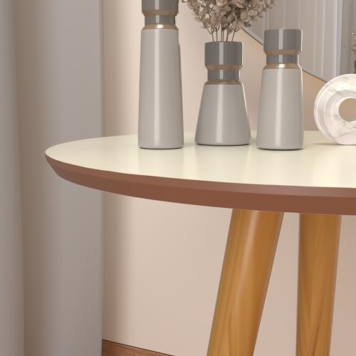 Mesinha Lateral Com Pés Em Madeira Etilo Retro Sala E Quarto (Off White Freijó)