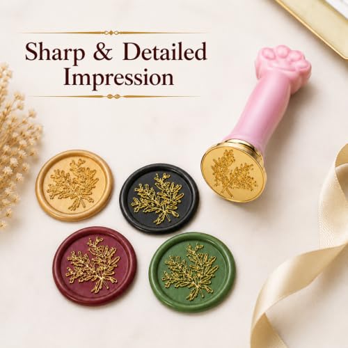 Image of Curated Cart 1 Wax Seal Stamp Kit Decorating Gift Cards Wedding Invitations Envelopes Letters Sealing (Leaf Stamp)