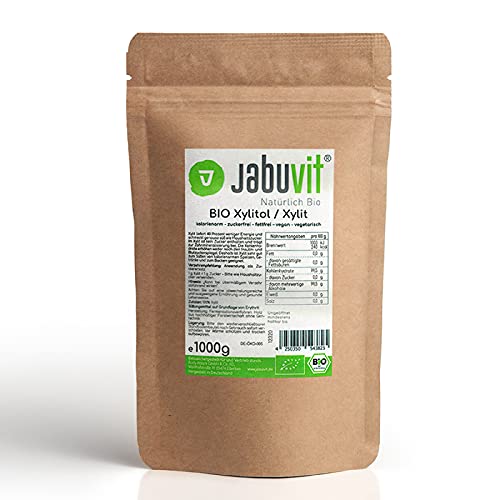 JabuVit- BIO Xylitol-Xylit, Bio zertifiziertes Xylitol, 40% weniger Kcal als Zucker, perfekter Diätbegleiter & eine gesunde Ernährung, umweltschonende Verpackung-Made in Germany-1000g Beutel Cover