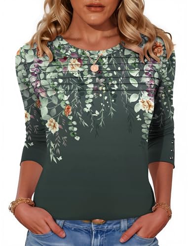 Blingfit Womens Long Sleeve Tops Crew Neck Ladies Fall Shirts Business Casual Outfits Dressy Casual Work Blouses Loose Fitting Tshirts L