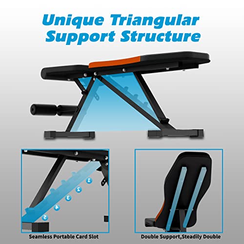 Sincmill Weight Bench Adjustable Workout Bench For Home Exercise Bench Gym Bench, Strength Training. Foldable Incline Decline Lifting.orange #TOP2