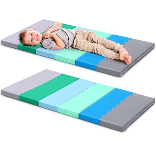 Image of Wesiti Kid Nap Mats for Preschool Daycare Folding Mat | Foldable 3 Section, 1 Inch Thick, Sleeping Rest Mats for Toddler, Kindergarten Classroom, Back to School Supplies
