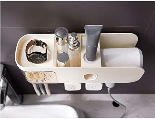 Bathroom Toothbrush Holder Mouthwash Cup Wall Mounted Perforated Iron Art Viscose Rack Tooth Storage