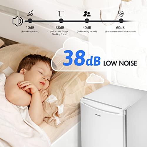 Upstreman FR17 1.7 Cu.Ft Mini Fridge With Freezer, Dorm Essentials, Adjustable Thermostat, Energy Saving, Low Noise, Single Door Compact Refrigerator For Dorm, Office, Bedroom, White-Fr17 thumb #4