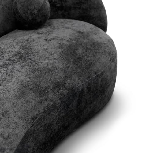 Image of Furniture of America Sylin Modern Chenille Sofa with Pillows, Curved Arms and High Density Foam, Wooden Comfortable Couch for Living Room, Office, Black