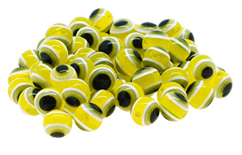 Mandala Crafts 8mm Round Turkish Greek Yellow Jewelry Making Evil Eye Beads