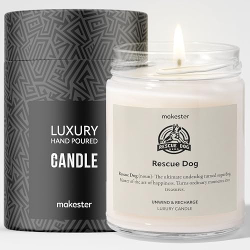 Rescue Dog Gifts - Luxury Soy Wax Candle - Vanilla, Jasmine, Sugared Almond - Makester