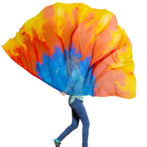 Image of Wuchieal Porphetic Praise Dance Worship Flex Flag, radius 74 inch semicircle Lion Dance Ministry Streamer (XSH#BLUE-YELLOW)
