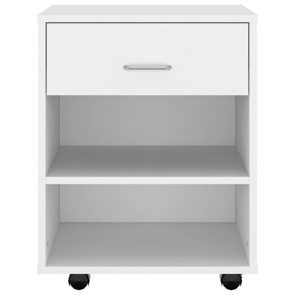 vidaXL Rollschrank mit Schublade Fächern Rollcontainer Büroschrank Aktenschrank Bürocontainer Schrank Büro Druckerschrank Weiß 46x36x59cm Holzwerkstoff