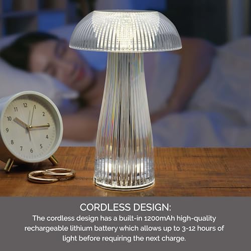 Mikasa Clear Acrylic Mushroom LED Rechargeable Cordless Lamp, 6.9x6.9x10.2 Inch by Mikasa - Used condition - Image 4