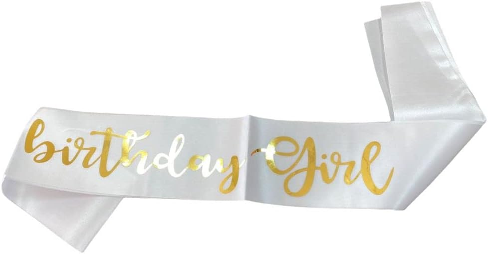 Birthday Girl Sash, White Sash With Foil Prints โ Girls Decorations For Party Decoration