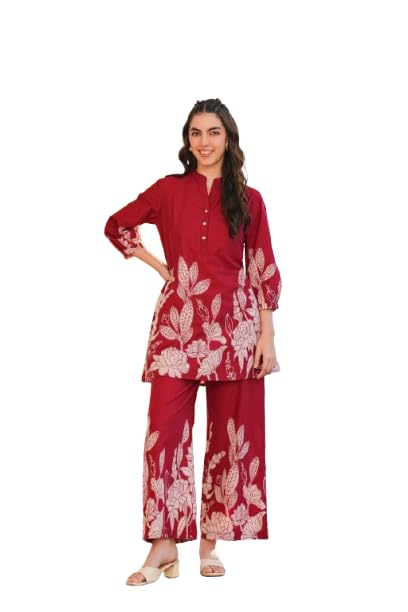 Women's Cotton Red Co-ord Sets-image-0