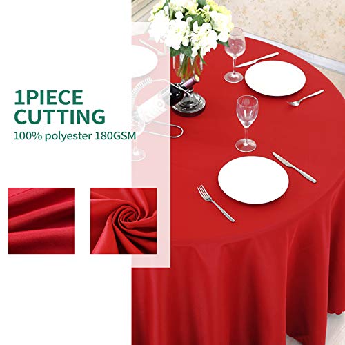 Surmente Tablecloth 120 Inch Round Polyester Table Cloth For Weddings, Banquets, Or Restaurants (Red) …… #TOP1